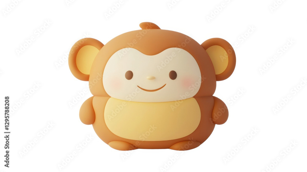 Fototapeta premium Cute monkey character design, smiling and cheerful, with soft features and rounded shapes, perfect for children products or illustrations