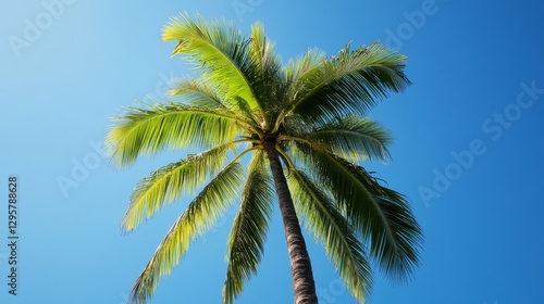 Wallpaper Mural Stunning scene of a single palm tree with lush green fronds swaying in a tropical paradise Torontodigital.ca