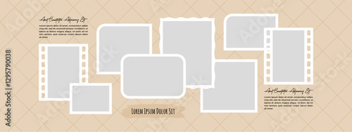 Pictures or photos frame collage layout abstract photo frames and digital photo wall template