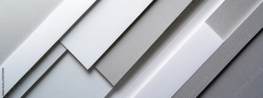 Fototapeta premium Abstract Composition of White and Gray Textures Featuring Overlapping Paper Layers in a Minimalist Style for Backgrounds and Designs