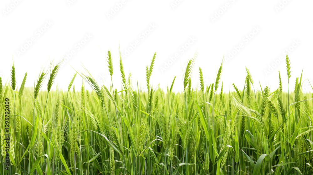 Fototapeta premium Green wheat field growing on transparent background