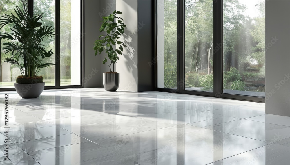 Fototapeta premium Realistic freshly polished floor for interior design with copy space