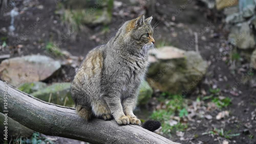 European wild cat on branch Video European wild cat on branch Video