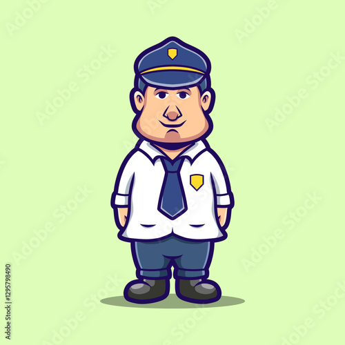 Cute cartoon character mascot profession job policeman vector