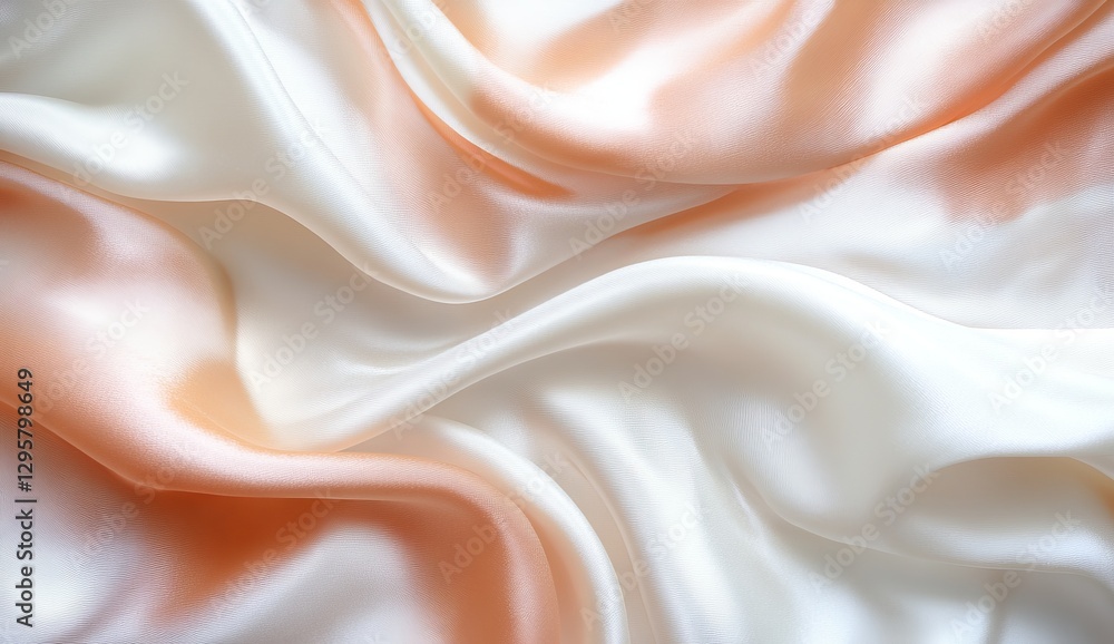 Fototapeta premium Peach and cream silk fabric drapes elegantly