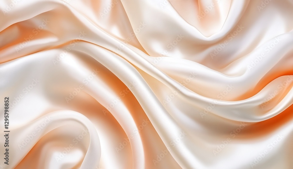 Fototapeta premium Cream silk fabric draped and flowing