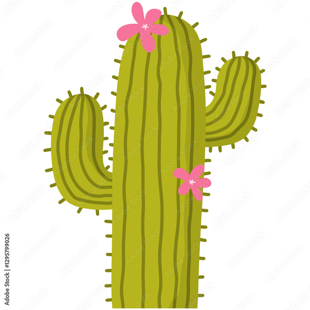 Naklejka premium Hand drawn cactus cartoon illustration 