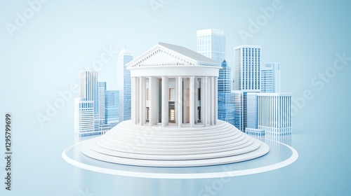 Fintech revolution, banking transformation with AI, 3D illustration
