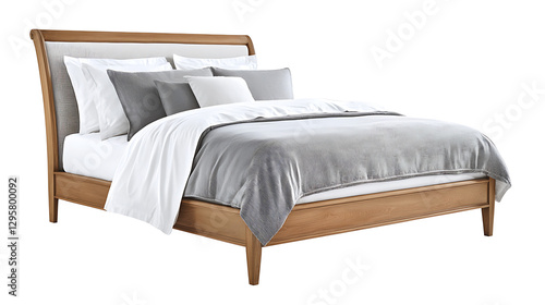 Wallpaper Mural A bed with a white comforter and gray pillows Torontodigital.ca