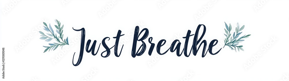 “Just Breathe” – simple serif cursive font on white background, perfect for wellness, meditation and self-care concepts. “Just Breathe” – simple serif cursive font on white background, perfect for wellness, meditation and self-care concepts.