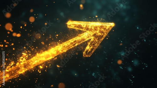 A vibrant yellow arrow with a dynamic effect, symbolizing movement and direction against a dark background.