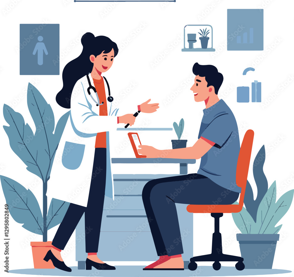 Doctor Discussing Treatment with Patient in Clinic Doctor Discussing Treatment with Patient in Clinic