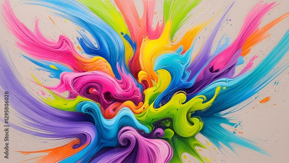 Obraz premium Colorful Abstract Swirls with Floral and Psychedelic Design