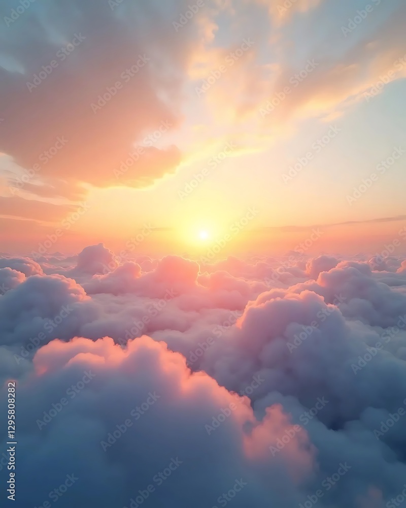 Sunset Cloudscape: Aerial View of Golden Hour Above the Clouds Sunset Cloudscape: Aerial View of Golden Hour Above the Clouds