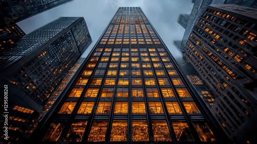 Wallpaper Mural Illuminated Skyscraper at Night City Skyline Torontodigital.ca