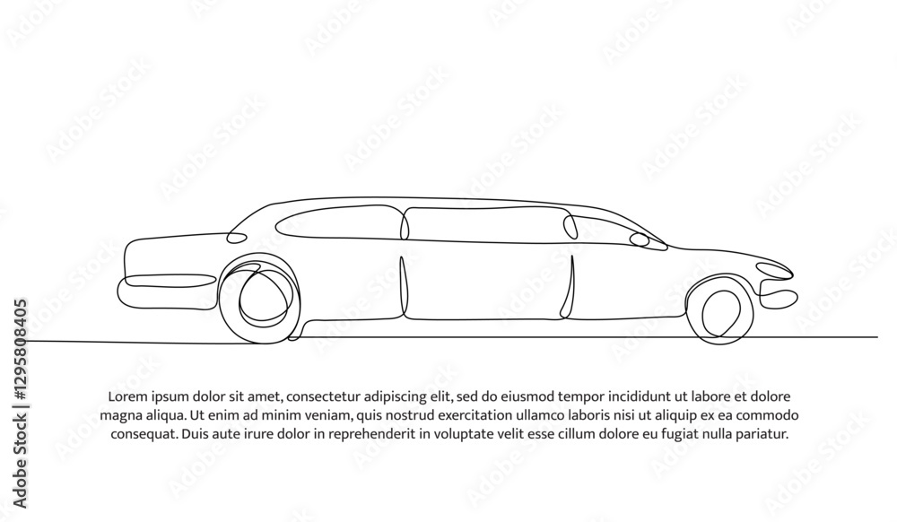 Vector illustration of a limousine car. Modern flat in continuous line style. Vector illustration of a limousine car. Modern flat in continuous line style.