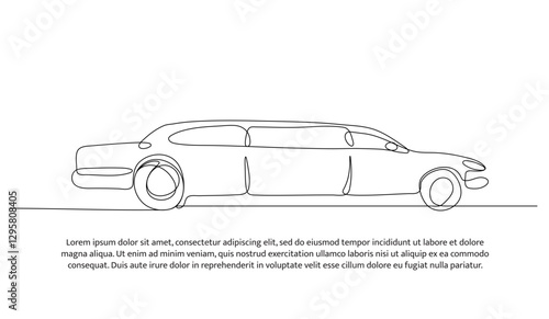 Vector illustration of a limousine car. Modern flat in continuous line style.