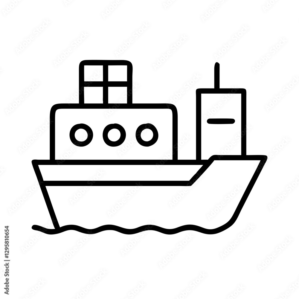 cargo ship icon, cargo ship line art - simple line art of cargo ship, perfect for cargo ship logos and icons cargo ship icon, cargo ship line art - simple line art of cargo ship, perfect for cargo ship logos and icons
