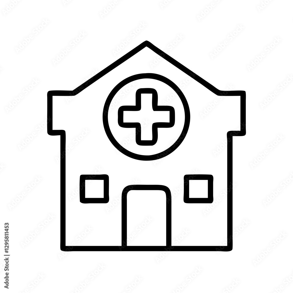hospital icon, hospital line art - simple line art of hospital, perfect for hospital logos and icons hospital icon, hospital line art - simple line art of hospital, perfect for hospital logos and icons