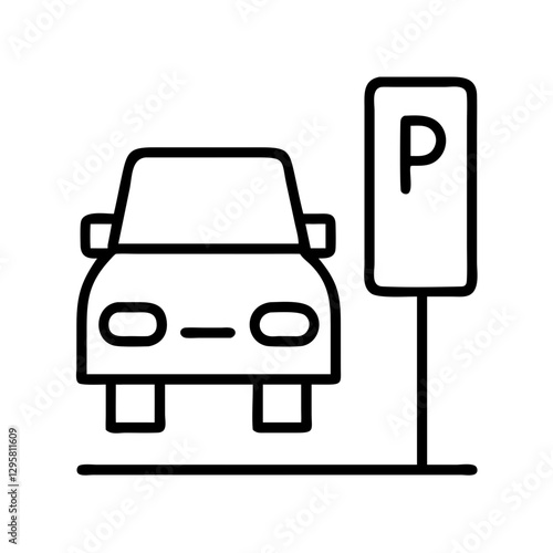 parking lot icon, parking lot line art - simple line art of parking lot, perfect for parking lot logos and icons