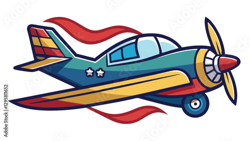 Colorful vector illustration of a minimalist airplane in motion, showcasing dynamic design and vibrant colors
