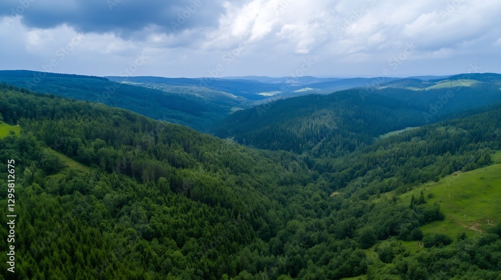 Stunning Aerial View of Lush Green Hills Under a Dramatic Sky with Rolling Clouds : Generative AI Stunning Aerial View of Lush Green Hills Under a Dramatic Sky with Rolling Clouds : Generative AI