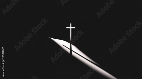 abstract background with christian cross and simple black and white gradients, high contrast, minimalistic design, clean lines, modern and professional