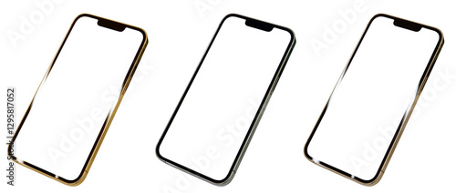 Fotografía 金・銀・銅のフレームのスマートフォン3種　画面くり抜き素材