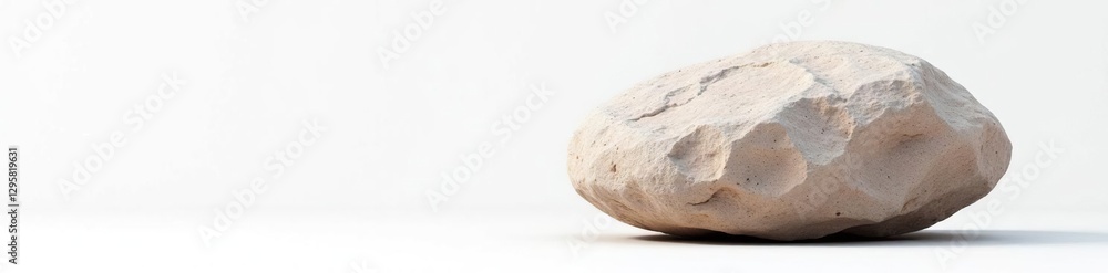 Large stone on a white background with texture, granite, earthy Large stone on a white background with texture, granite, earthy