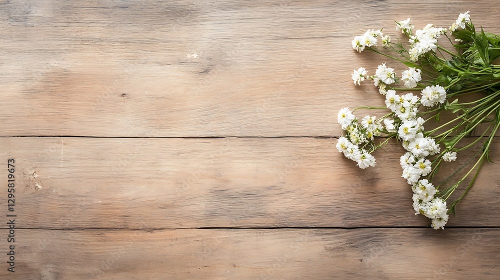 Fresh White Flowers on Wooden Table Creating a Rustic and Natural Aesthetic : Generative AI Fresh White Flowers on Wooden Table Creating a Rustic and Natural Aesthetic : Generative AI