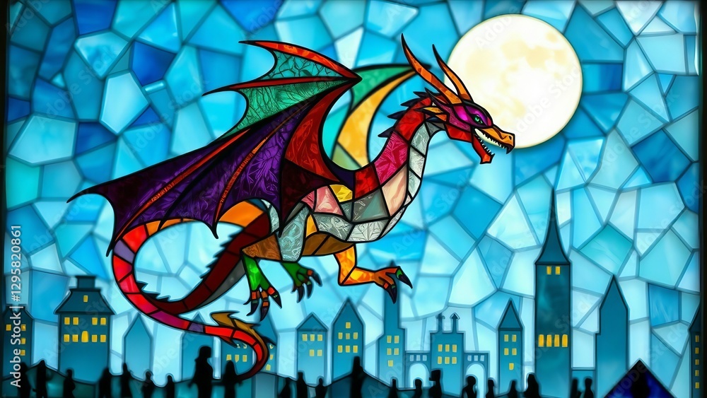 Colorful graffiti-style dragon illustration on a temple wall Colorful graffiti-style dragon illustration on a temple wall