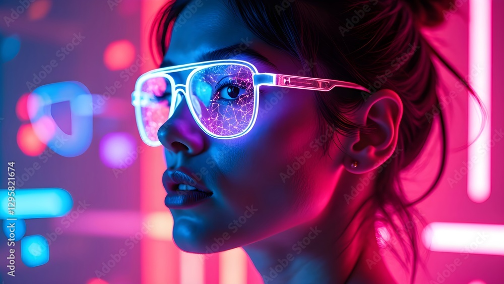 A trendy girl with a sense of technology A trendy girl with a sense of technology