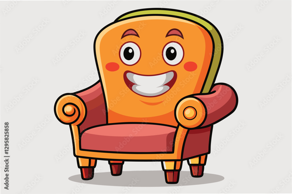 Cute and cheerful cartoon chair with a smiling face and vibrant colors suitable for children's rooms or playful design themes Cute and cheerful cartoon chair with a smiling face and vibrant colors suitable for children's rooms or playful design themes