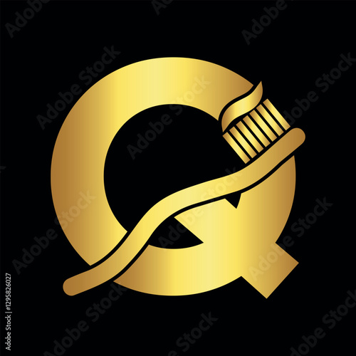 Initial Toothbrush Logo combine with letter Q vector template