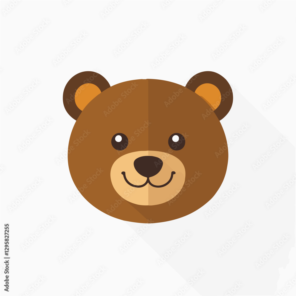 A Simple flat 2D illustration of a cute brown bear head isolated on a white background, animal icon, ai A Simple flat 2D illustration of a cute brown bear head isolated on a white background, animal icon, ai