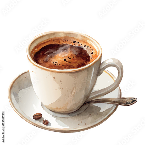 watercolor coffee cup isolated on white