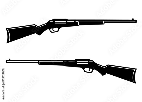 Black and White Hunting Rifle Silhouette - Vector Firearm Icon