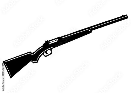 Black and White Hunting Rifle Silhouette - Vector Firearm Icon