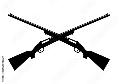 Black and White Hunting Rifle Silhouette - Vector Firearm Icon