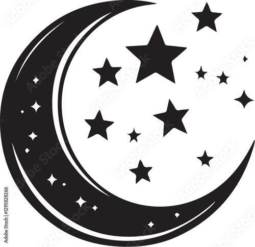 Moon & Stars Crescent Vector Clipart Set