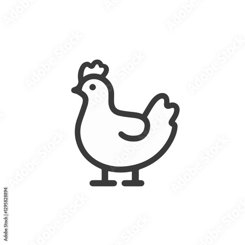 A flat 2D vector illustration of an outline drawing chicken set, designed as an icon and isolated on a white background. simple icon design