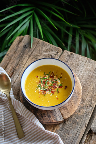 pumpkin soup in a bowl