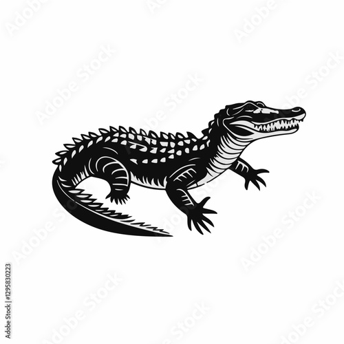 Simple flat 2D icon black crocodile head isolated on a transparent background, vector, flat design, animation design, vector, flat design, animation design, simple flat 2D icon clipart