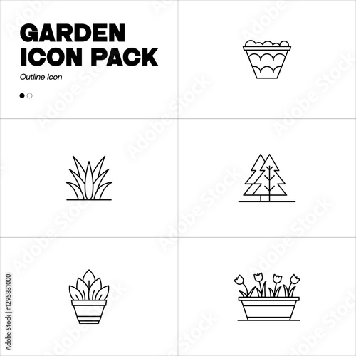 Garden Plants Icons - Vector Icons. Editable Stroke. Vector Graphic	
