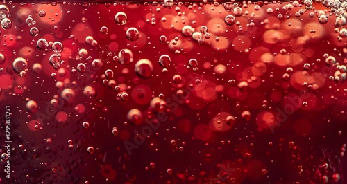 Close-up of Vibrant Cherry-Flavored Carbonated Beverage in Glass Bottle