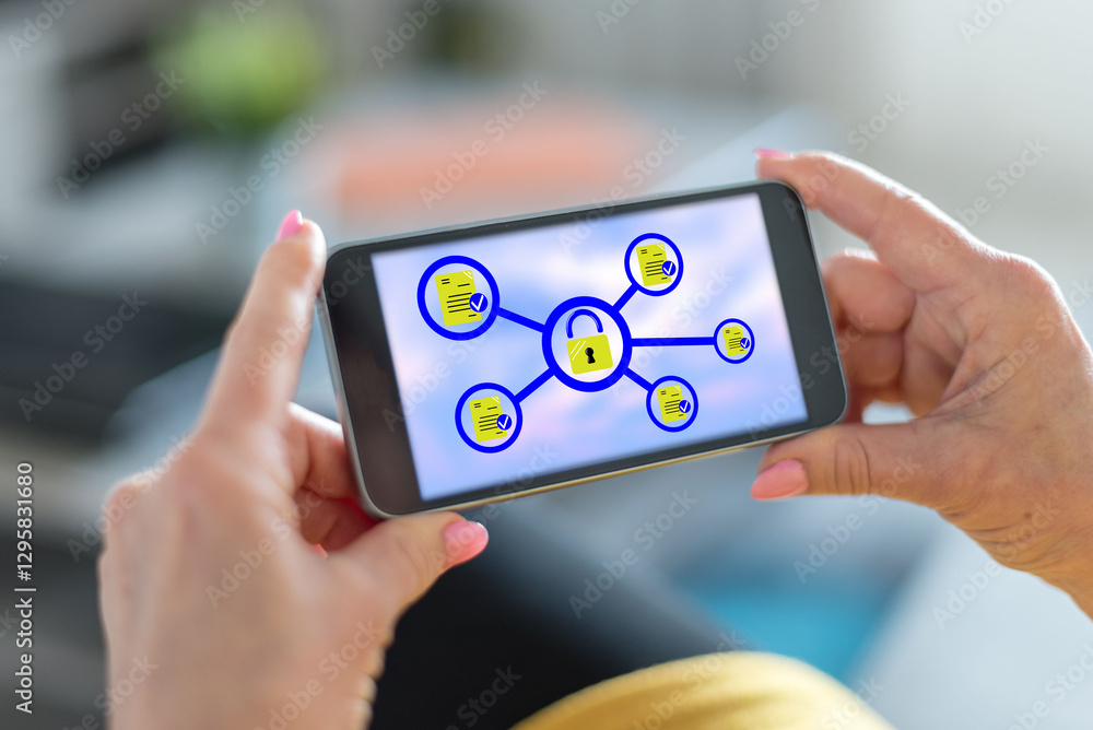 Data protection concept on a smartphone Data protection concept on a smartphone