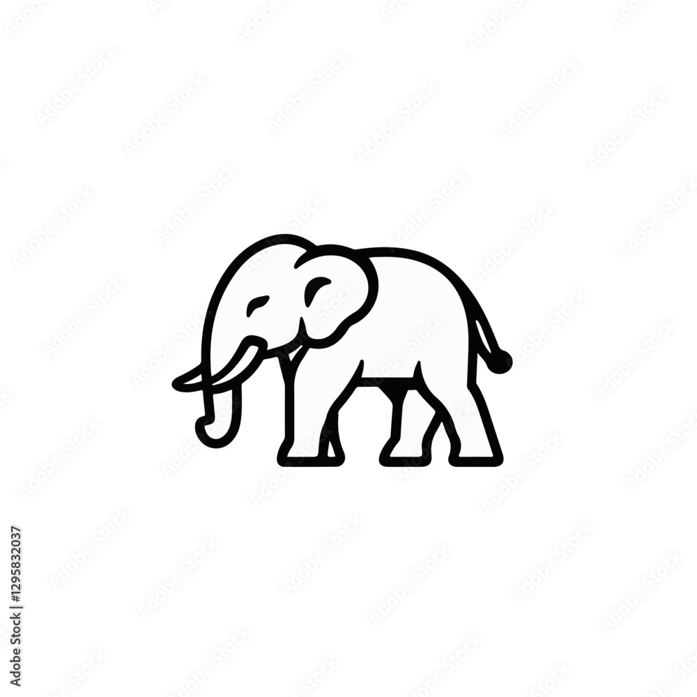 Simple flat 2D illustration of elephant outline, flat design isolated on a white background, vector 2D design, icon, illustration art, flat icon design Simple flat 2D illustration of elephant outline, flat design isolated on a white background, vector 2D design, icon, illustration art, flat icon design