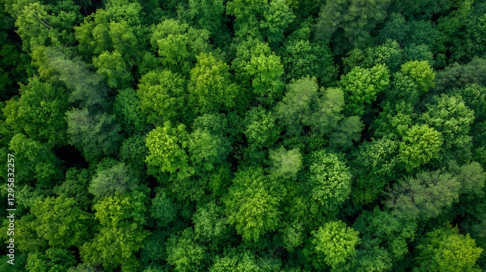 Fototapeta premium Aerial View of Lush Green Forest Cover with Dense Canopy and Vibrant Foliage : Generative AI