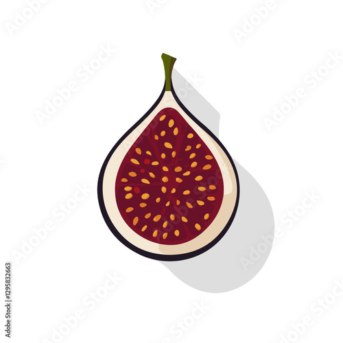 Simple flat 2D icon sliced fig isolated on white background, vector, flat design, animation design, vector, flat design, animation design, simple flat 2D icon, minimalist design, clipart