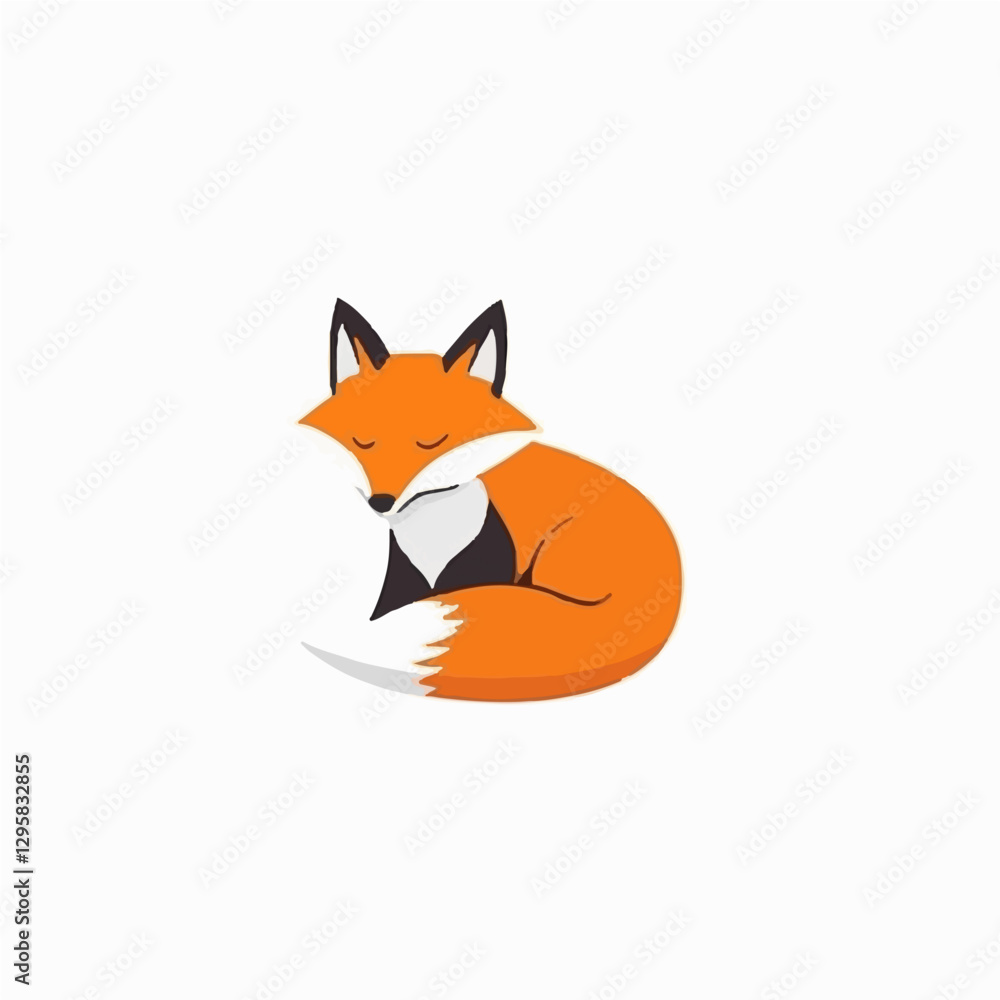 Obraz premium Simple flat illustration orange fox motion graphic flat-design vector animation style, isolated in white background, 2D flat icon, logo